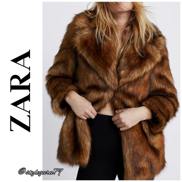 Zara Jackets & Blazers - NWT, ZARA, Brown Faux Fur Luxurious Coat